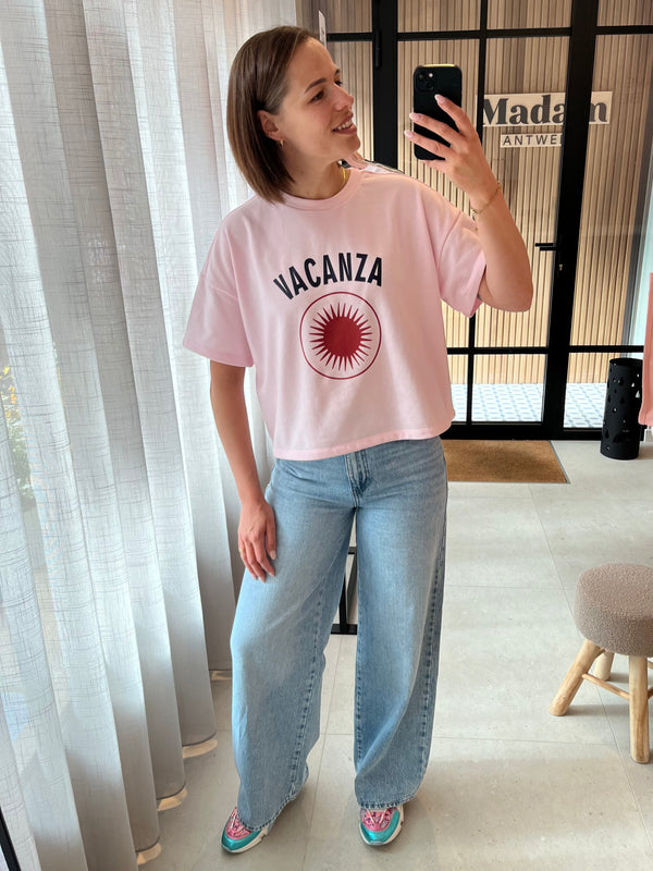PCCHILLI SUMMER 2/4 LOOSE PRINT SWEAT BC pink a boo vacanza oversizet t-shirt sweater roze