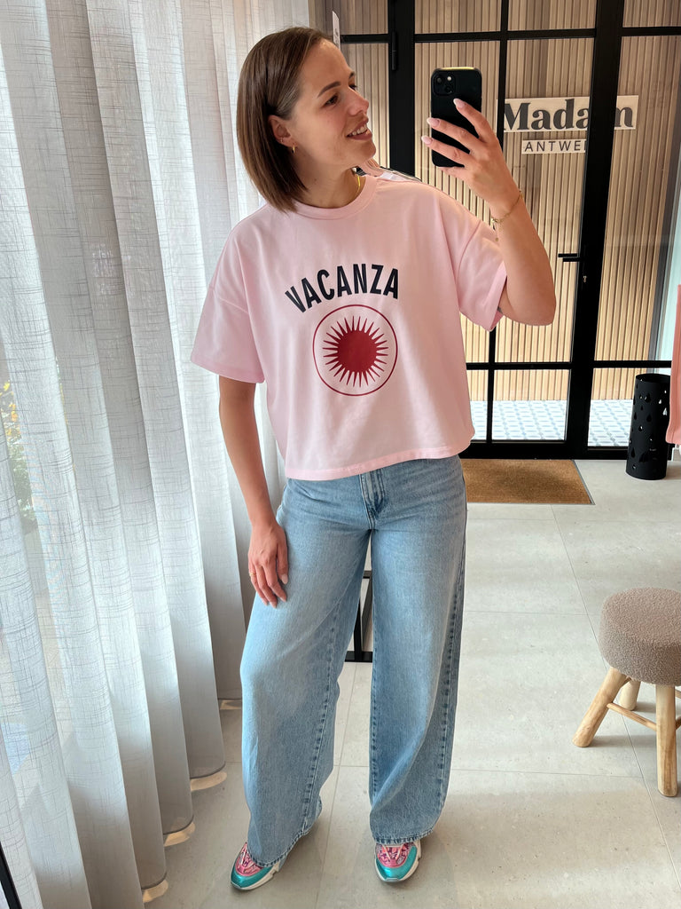 PCCHILLI SUMMER 2/4 LOOSE PRINT SWEAT BC pink a boo vacanza oversizet t-shirt sweater roze