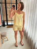 JDYjane singlet wvn dia lemon drop yellow com mouwloze top v-hals geel oranje gestreept