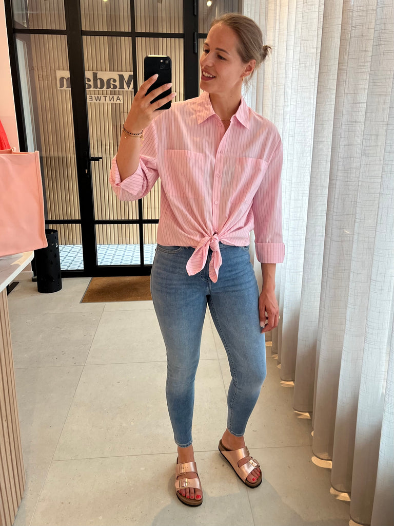 JDYfina mw skinny ank jns mb noos medium blue denim halfhoge taille enkellengte blauw