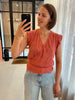 lofty manner top samara pink mouwloze overslag top koraal