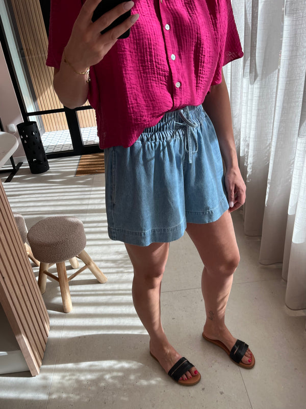 PCflora hw denim shorts light blue denim pieces jeansshort blauw