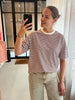 PCsadie 2/4 tee jrs cloud dancer tawny port t-shirt korte mouwen ronde hals gestreept wit bordeaux