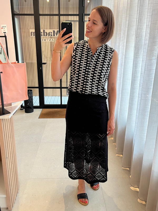 PCSONNIE HW MIDI SKIRT JRS BC black pieces rok zwart