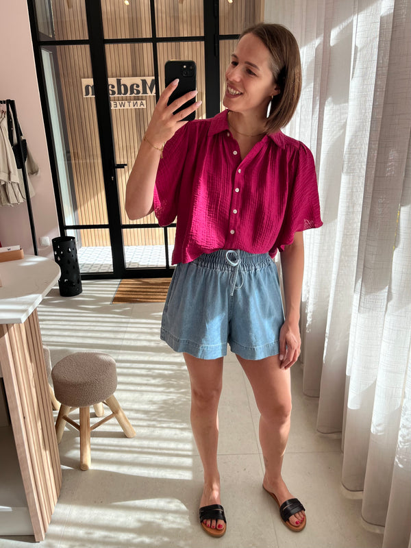 PCflora hw denim shorts light blue denim pieces jeansshort blauw