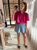 PCflora hw denim shorts light blue denim pieces jeansshort blauw
