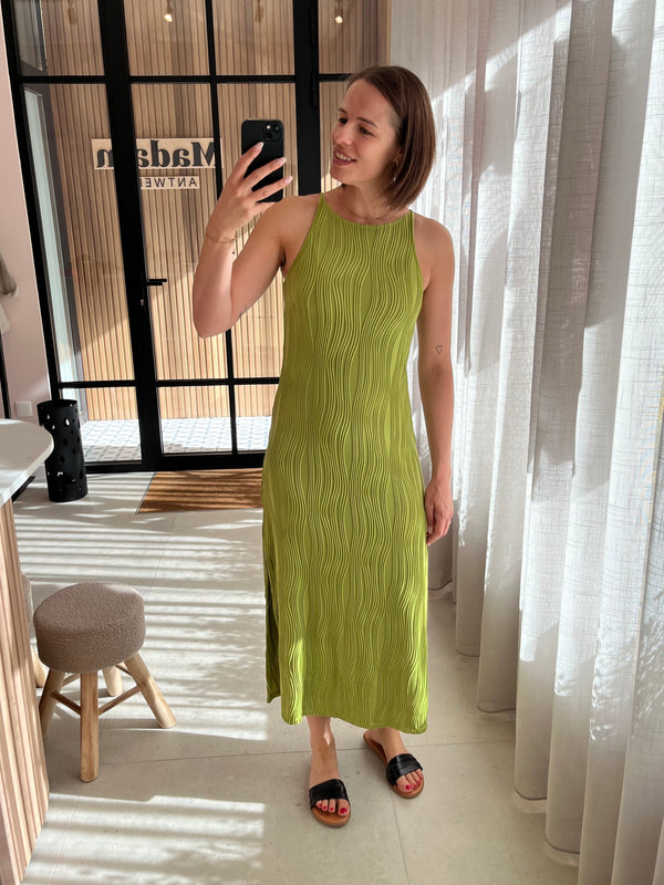 JDYFELIZIA S/L DRESS JRS lima bean green Lange mouwloze jurk gifgroen 