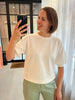 sweater flora off white wit trui ronde hals halflange mouwen
