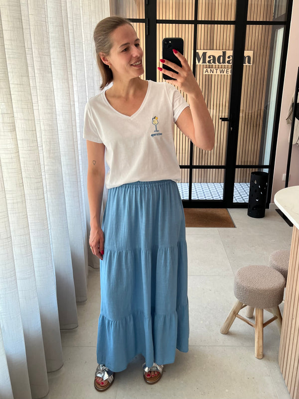 PCTOHIME HW ANKLE SKIRT WVN lichen blue pieces lange rok enkellengte lichtblauw