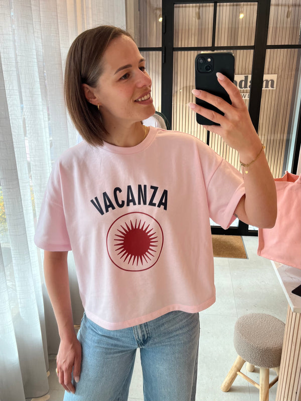 PCCHILLI SUMMER 2/4 LOOSE PRINT SWEAT BC pink a boo vacanza oversizet t-shirt sweater roze