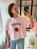 PCCHILLI SUMMER 2/4 LOOSE PRINT SWEAT BC pink a boo vacanza oversizet t-shirt sweater roze