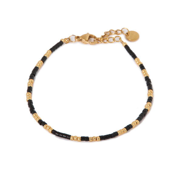 LABEL KIKI ARMBAND MIDNIGHT GOLD BLACK GOUD ZWART