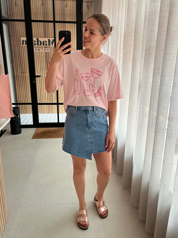 JDYalba s/s print top jrs chalk pink croissant t-shirt roze