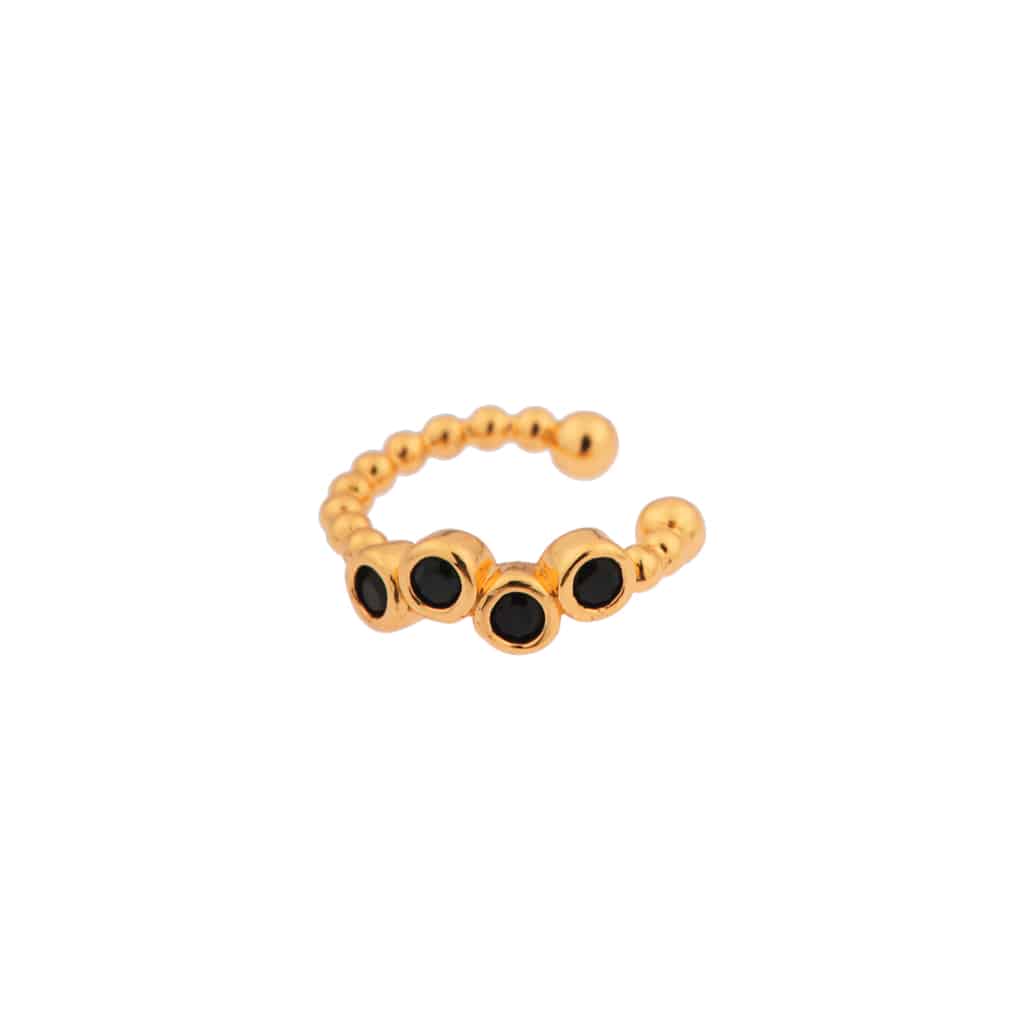 Label kiki black dots ear cuff gold oorbel stainless steel goud earcuff zwart