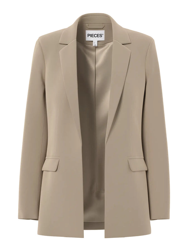 PCBOZZY LS LOOSE BLAZER NOOS BC silver mink pieces blazer beige