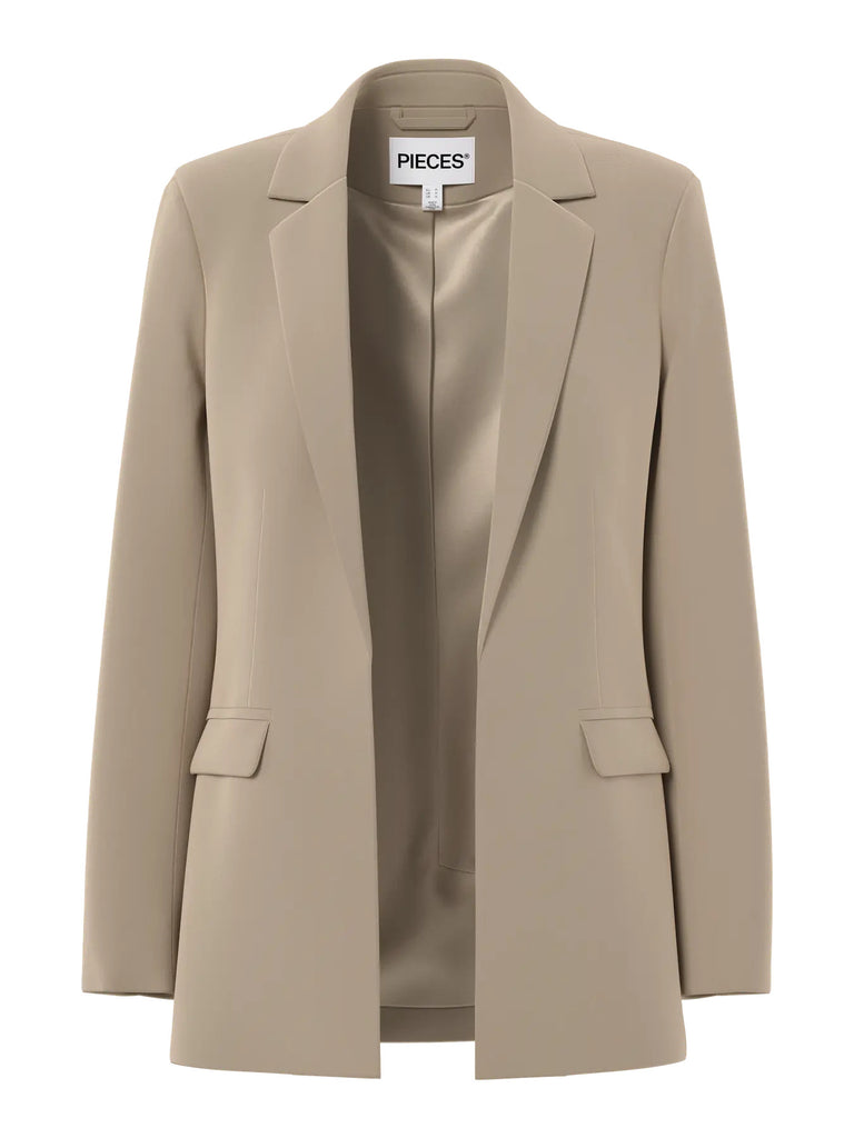 PCBOZZY LS LOOSE BLAZER NOOS BC silver mink pieces blazer beige
