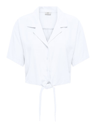 JDYCAYA LINEN S/S KNOT SHIRT WVN white bright blouse linnen knoop wit