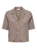 JDYJENNA 2/4 BUTTON SHIRT JRS greige melange blouse halflange mouwen knoopjes v-hals set bruin grijs