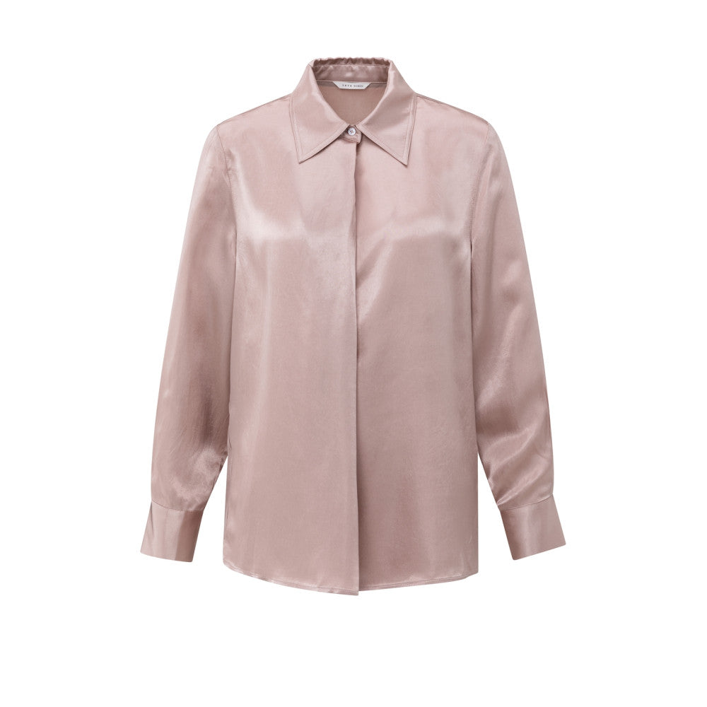 yaya 01-701326-510 shadow gray pink klassieke blouse verborgen sluiting satijn oudroze