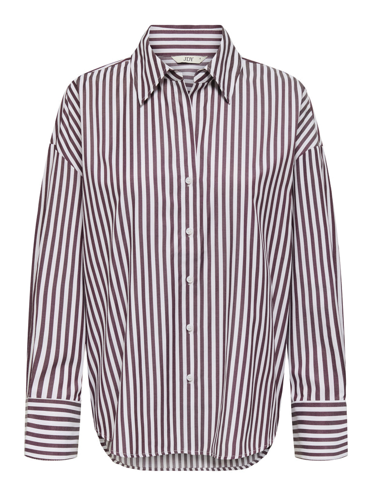 JDYVESPER L/S LOOSE SHIRT WVN NOOS cloud dancer fig hemd gestreept wit bordeaux