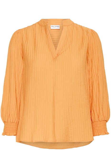 PZisabelle blouse golden nugget pulz jeans losvallende blouse v-hals 3/4e mouwen oranje goud