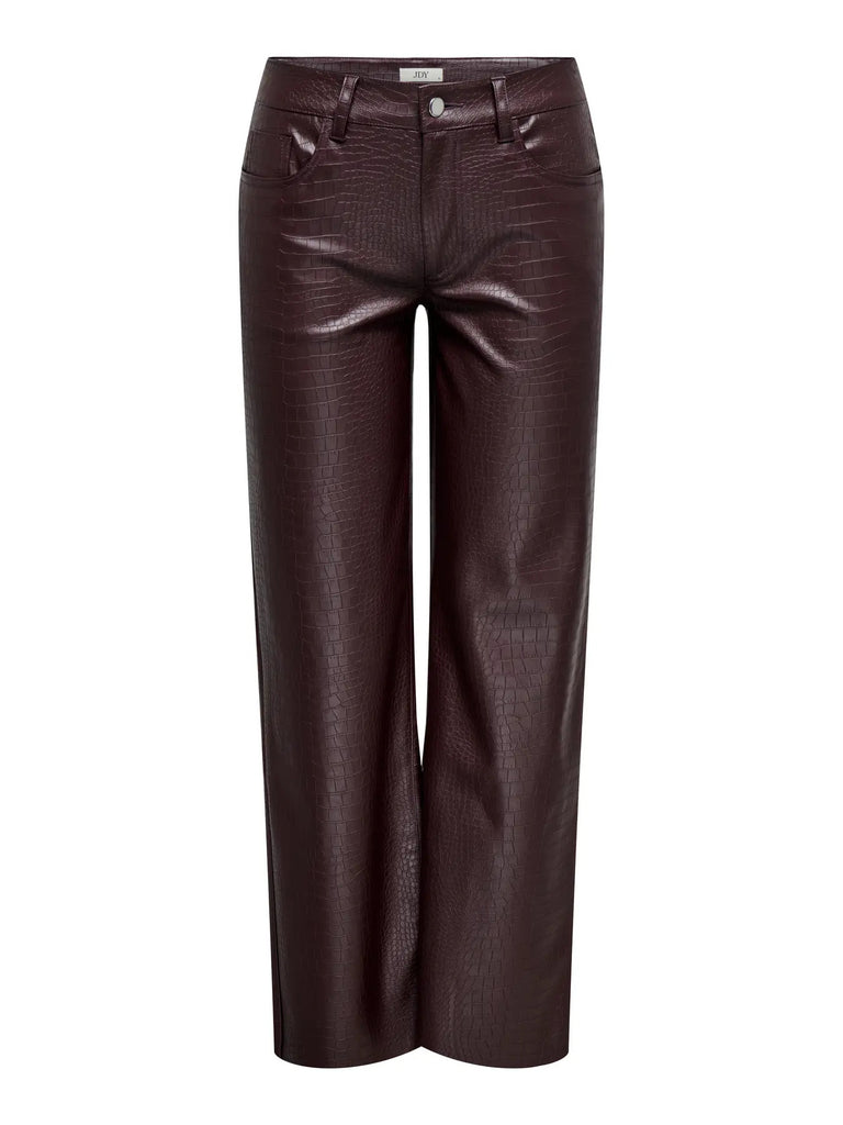 JDYALEXA COSMO MW CROCO STRAIGHTPANT PNT fudge broek leder-look faux leather bordeaux