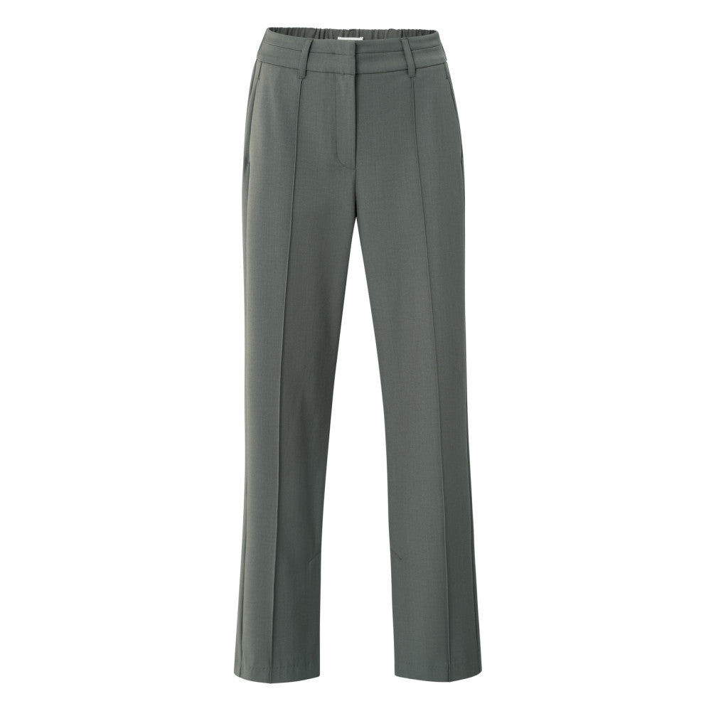 Yaya 01-301227-510 dark night grey rechtvallende broek hoge taille split grijs