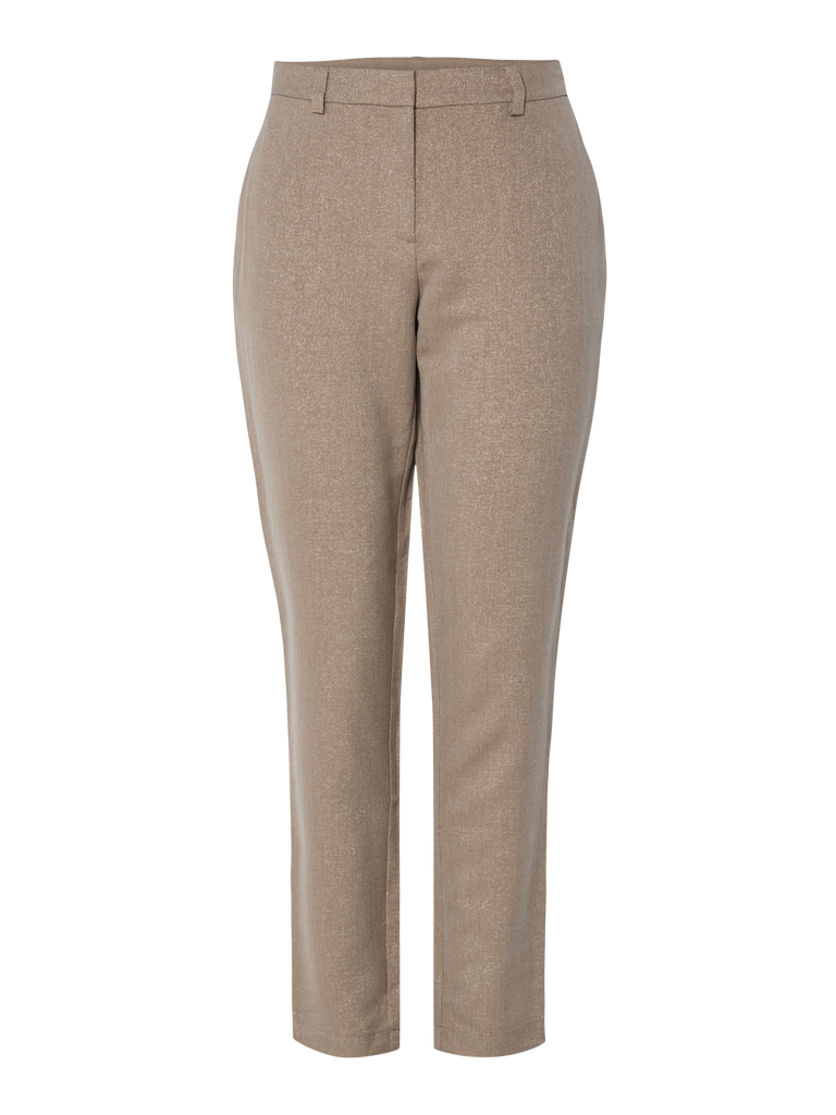 PCBOSELLA MW ANKLE GLITTER PANT NOOS Fossil GOLD LUREX pieces rechte broek taupe goud glitter
