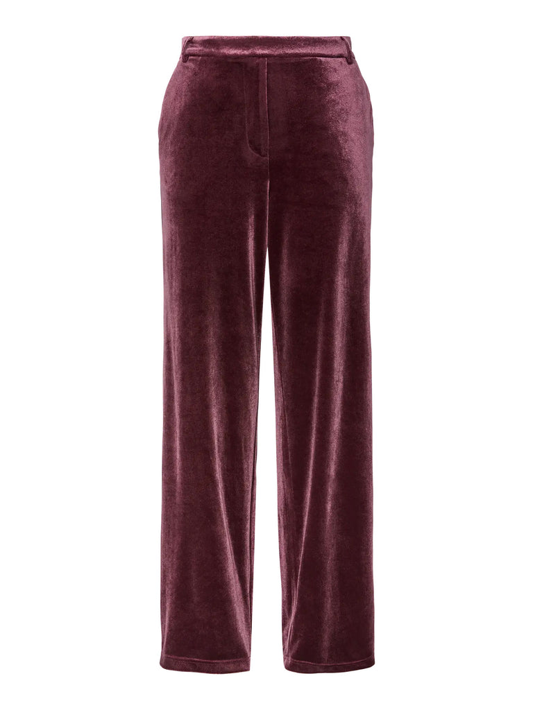 PCBOSELLA VELOUR HW WIDE PANT WINETASTING pieces broek velours bordeaux