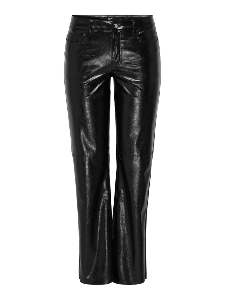 JDYCOSMO MW STRAIGHT PANT PNT black broek leather-look faux leather zwart