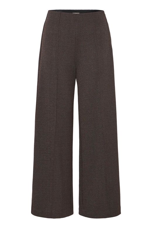 IHKATE JACQUARD LONG PA9 BLACK BROWN HERRINGBONE - Black ichi broek bruin zwart