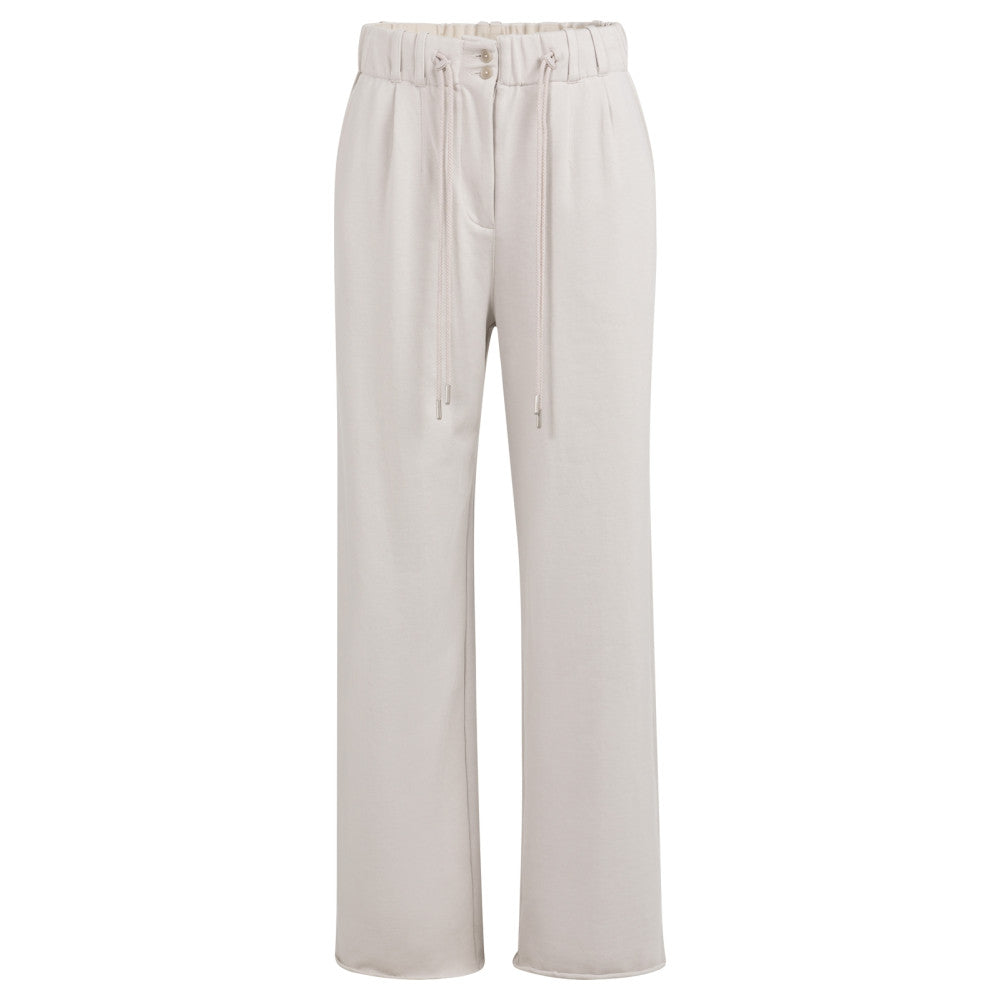 01-309248-603 yaya Jersey broek met wijde pijpen, plooien en strikkoord temple gray