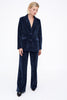 wild pony 53W/11229 navy blue broek velours blauw hoge taille wijde pijpen kostuum