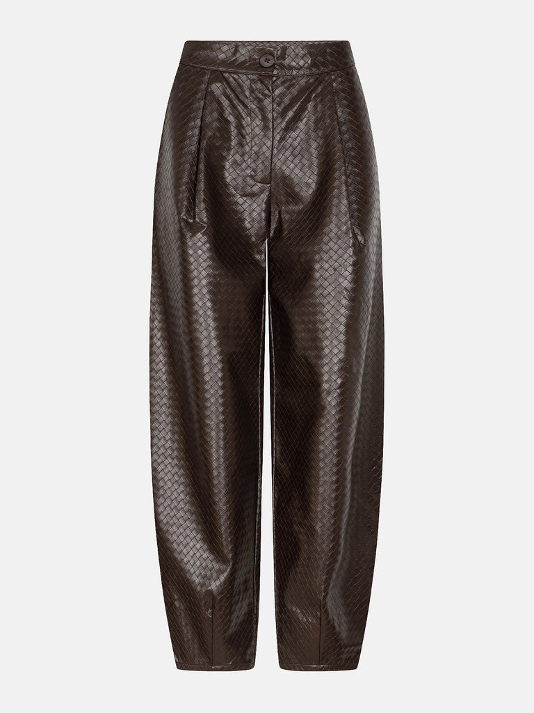 ydence broek tasha pants dark brown leather look faux leather