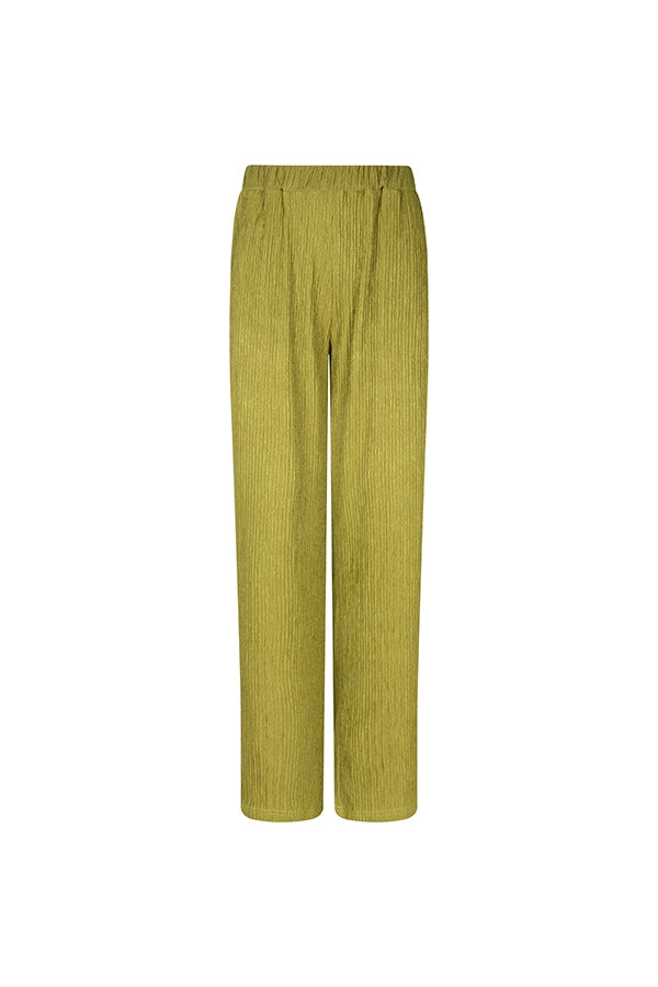 lofty manner trouser mea green losvallende comfortabele broek elastische tailleband hoge taille groen