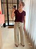 PCFAY MW WIDE DENIM JEANS sandshell pieces jeans hoge taille wijde pijpen afgewassen oker
