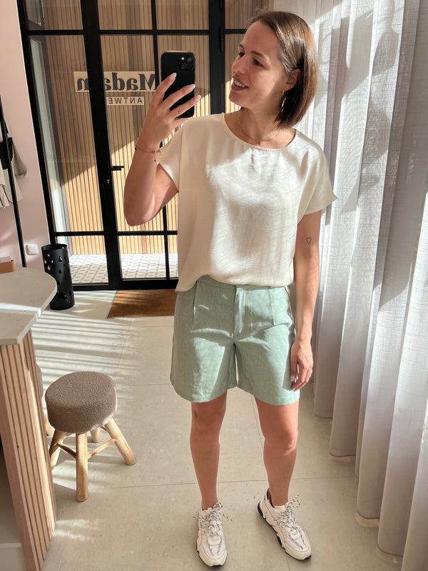 JDYaida hw shorts wvn tlr smoke green melange short hoge taille muntgroen