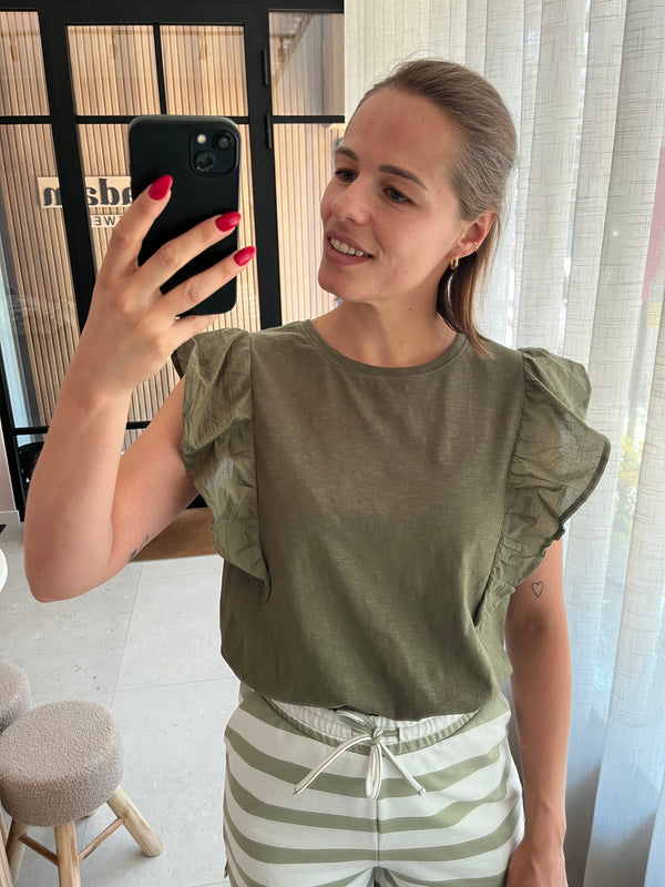 fqsabina tee deep lichen green freequent t-shirt kaki