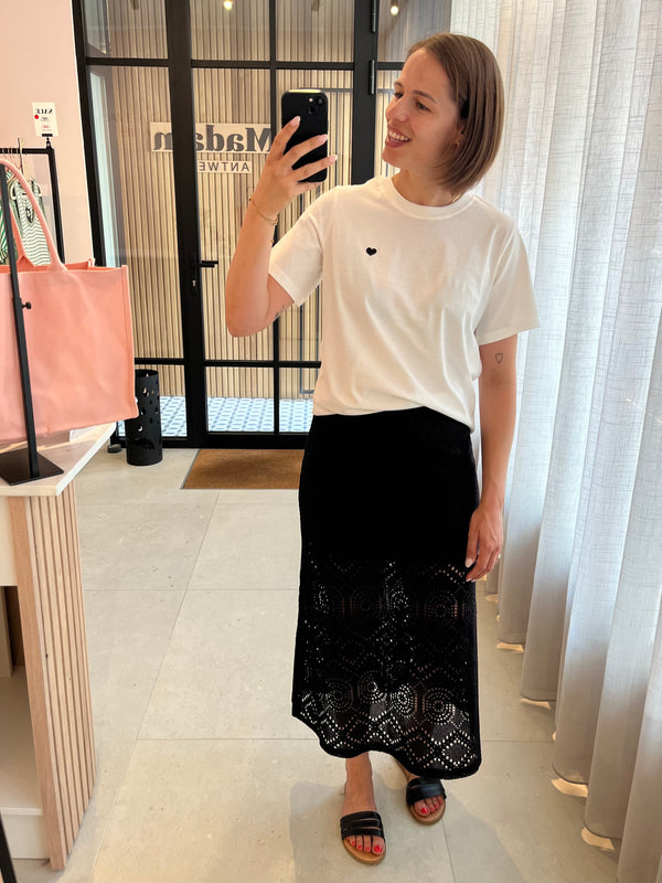 PCSONNIE HW MIDI SKIRT JRS BC black pieces rok zwart