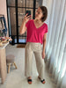 IHrebel SS12 bright rose ichi t-shirt v-hals korte mouwen felroze glitter