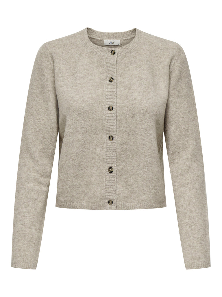 JDYchloe life l/s cardigan knt noos zachte cardigan trui vest taupe knoopjes lange mouwen ronde hals