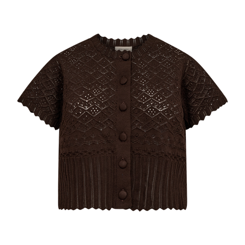 fqdodo cardigan coffee bean freequent gehaakte cardigan donkerbruin
