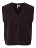 PCELLY SL KNITTED V-NECK VEST plum perfect pieces gilet debardeur aubergine paars
