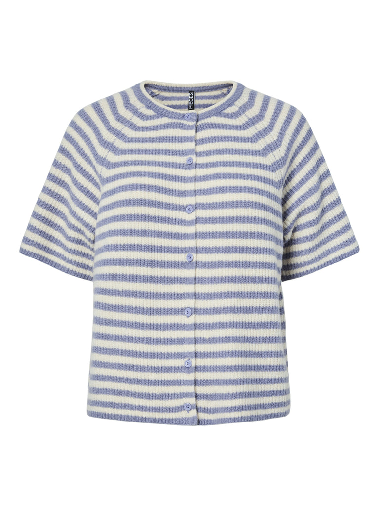 PCMALOU SS O-NECK STRIPE CARDIGAN PWP BC pieces cardigan lila wit gestreept