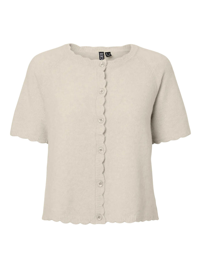 PCRATH SS O-NECK KNIT CARDIGAn birch pieces beige ecru