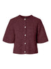 PCSILLY SS O-NECK KNIT CARDIGAN NOOS BC tawny port pieces bordeaux cardigan halflange mouwen