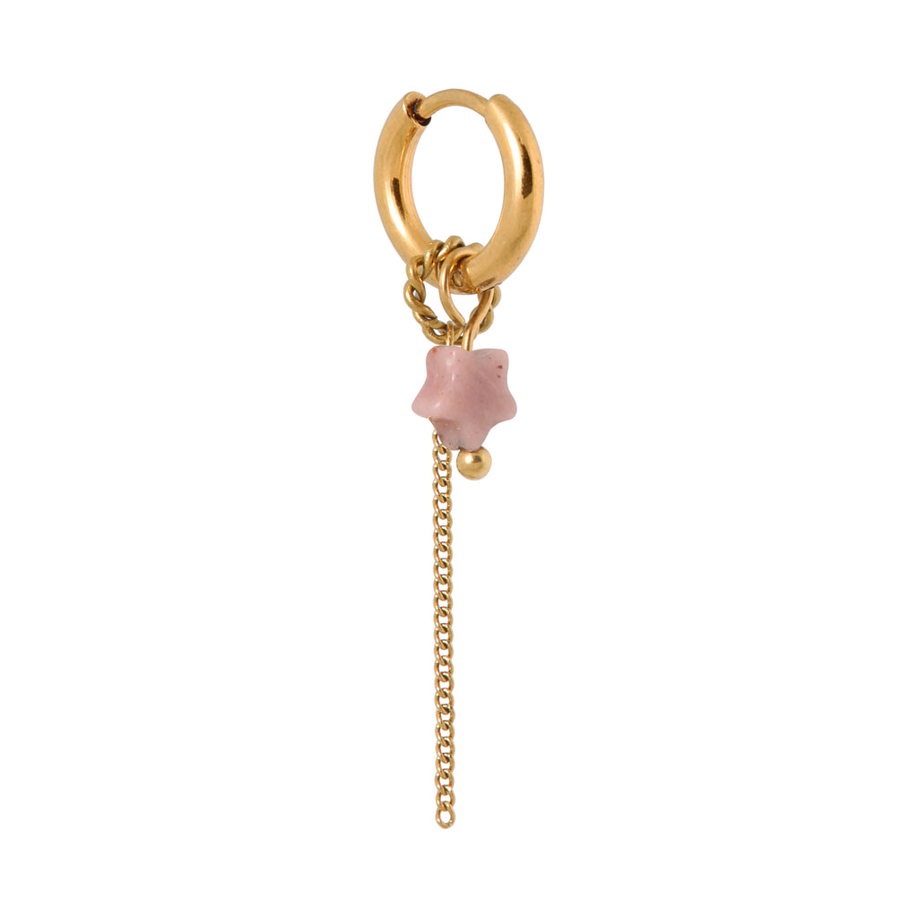 Chain pink star hoop gold label kiki