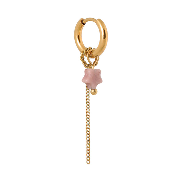 Chain pink star hoop gold label kiki
