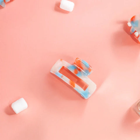 Clips clip bo mini rechthoekig marmer blauw oranje