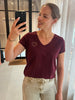 PCnew billy tee emb jrs noos bc tawney port gold heart pieces t-shirt korte mouwen v-hals bordeaux goud hart